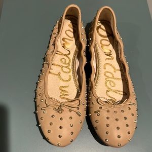 Sam Edelman beige flats with studs.